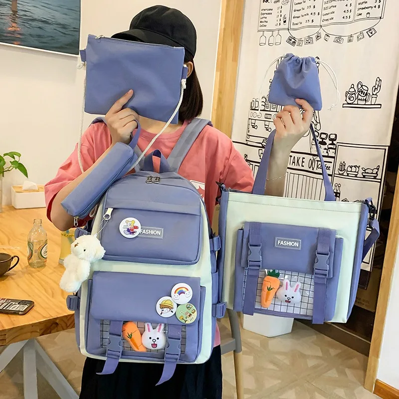 5Pcs/Set Women Laptop Backpack Cute Canvas School Bags For Teenage Girls College Student Kids Rucksack Casual Light Travel Bag
5Pcs/Set Women Laptop Backpack Cute Canvas School Bags For Teenage Girls College Student Kids Rucksack Casual Light Travel Bag