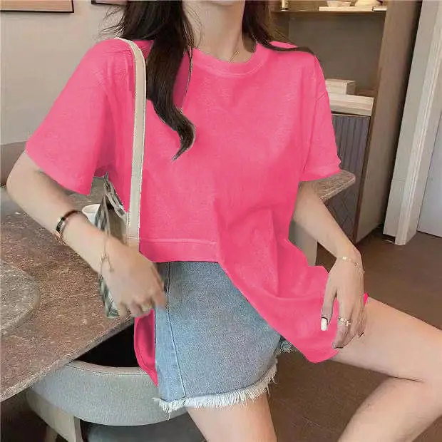 Design sense small side split T-shirt women's 2021 summer new versatile casual loose short sleeve top
Design sense small side split T-shirt women's 2021 summer new versatile casual loose short sleeve top