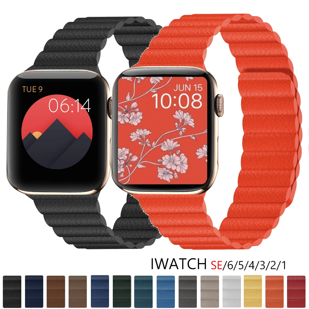 Leather loop for Apple Watch band 44mm 40mm 38mm 42mm Magnetic wristband belt bracelet iWatch series SE/6/5/4/3/2/1 38 40 42 44
Leather loop for Apple Watch band 44mm 40mm 38mm 42mm Magnetic wristband belt bracelet iWatch series SE/6/5/4/3/2/1 38 40 42 44