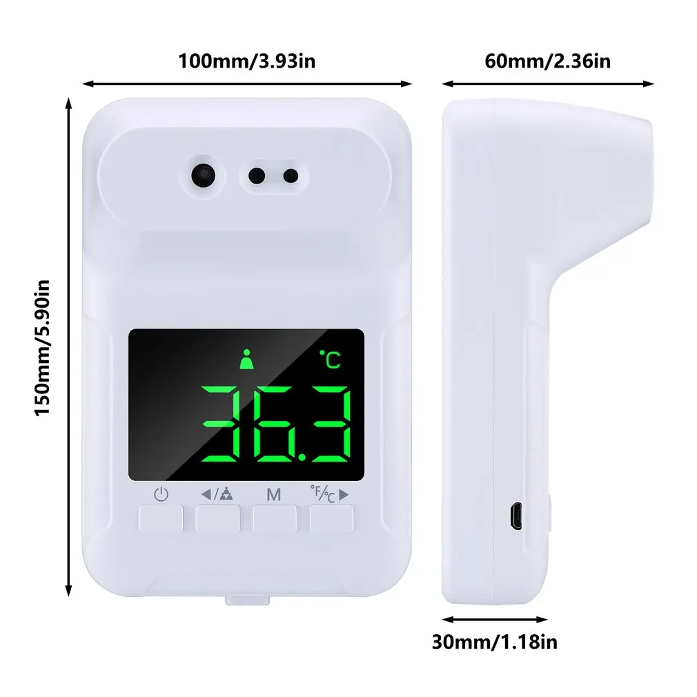 K-3S Infrared Thermometer Non-contact Digital Forehead Thermometer Laser Temperature Sensor Gun with Fever Alarm Wall Mounted
K-3S Infrared Thermometer Non-contact Digital Forehead Thermometer Laser Temperature Sensor Gun with Fever Alarm Wall Mounted