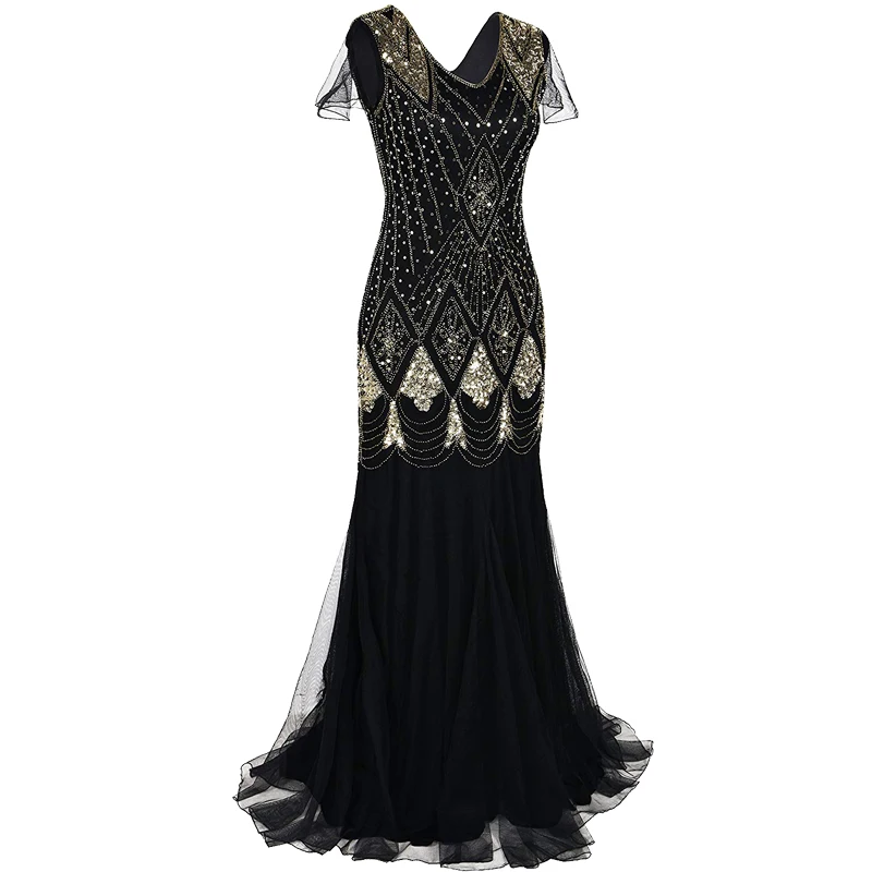 Женское длинное платье в стиле Великий Гэтсби винтажное коктейльное 20s с