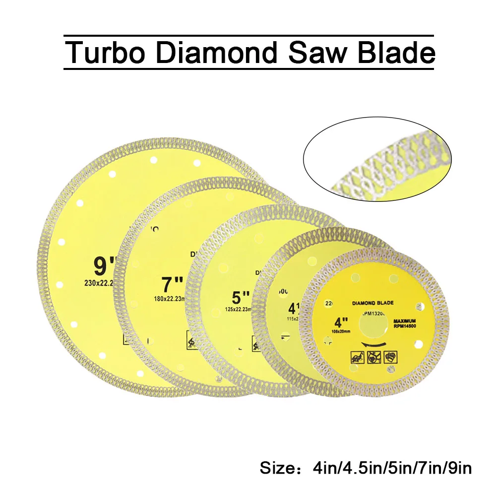 1pc Hot-pressed Sintered Diamond Cutting Disc X Mesh Turbo Rim Segment Circular Saw Blade Dia 4" 4.5" 5" 7" 9'' for Marble Tiles
1pc Hot-pressed Sintered Diamond Cutting Disc X Mesh Turbo Rim Segment Circular Saw Blade Dia 4" 4.5" 5" 7" 9'' for Marble Tiles