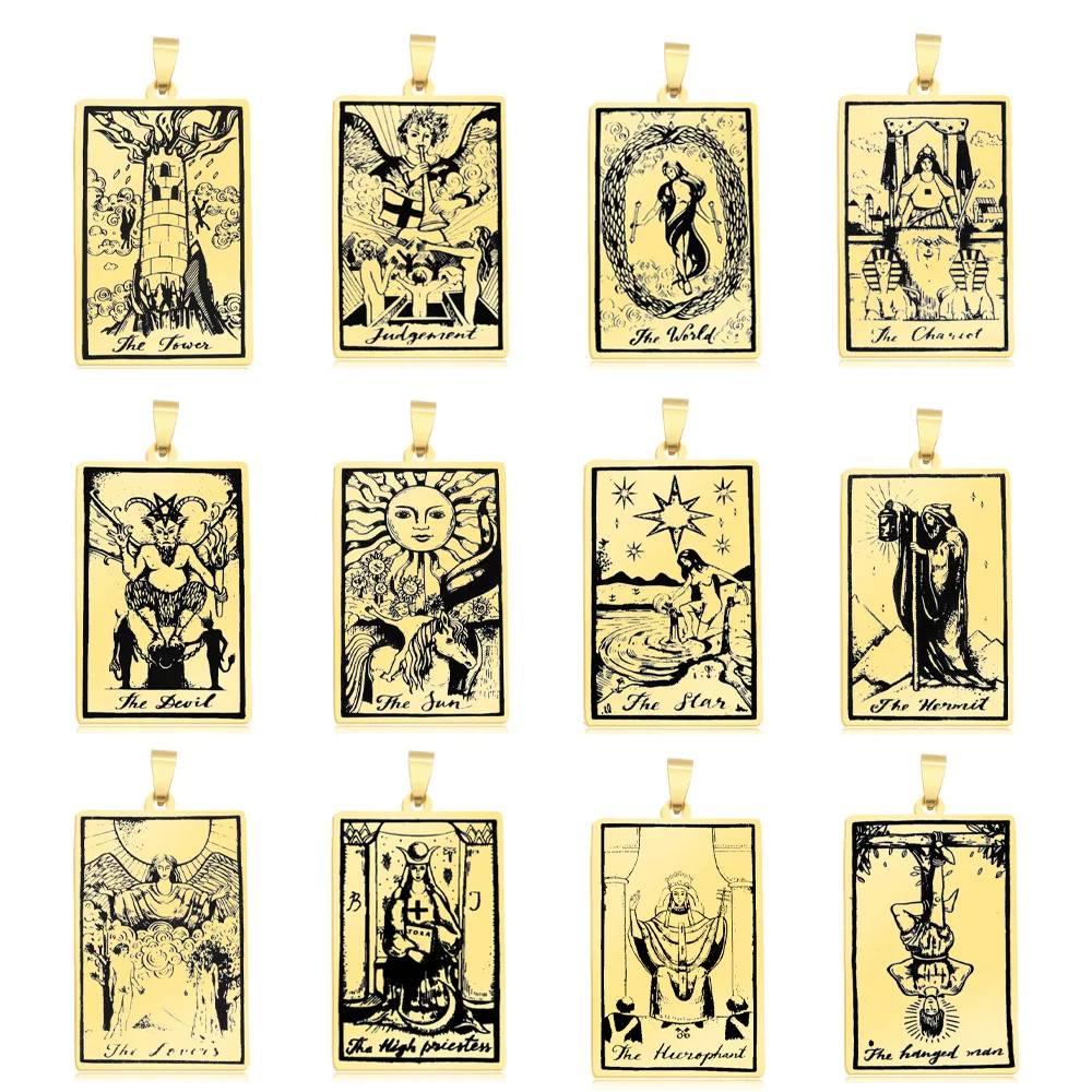 5pcs/Lot 316 Stainless Steel Gold Color Tarot Card Pendant Charm For Necklace Men Women Female DIY Jewelry
5pcs/Lot 316 Stainless Steel Gold Color Tarot Card Pendant Charm For Necklace Men Women Female DIY Jewelry