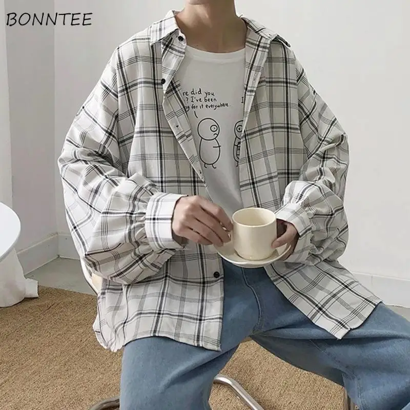 Men Casual Shirts Plaid Single Breasted Long Sleeve Plus Size 3XL Loose Korean Chic Fashion Oversize All-match Thin Outwear BF
Men Casual Shirts Plaid Single Breasted Long Sleeve Plus Size 3XL Loose Korean Chic Fashion Oversize All-match Thin Outwear BF