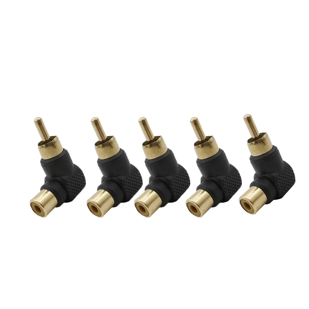 Фото 5 шт. 90 градусов RCA прямоугольный Разъем адаптеры штекер гнездо M/F угловой аудио