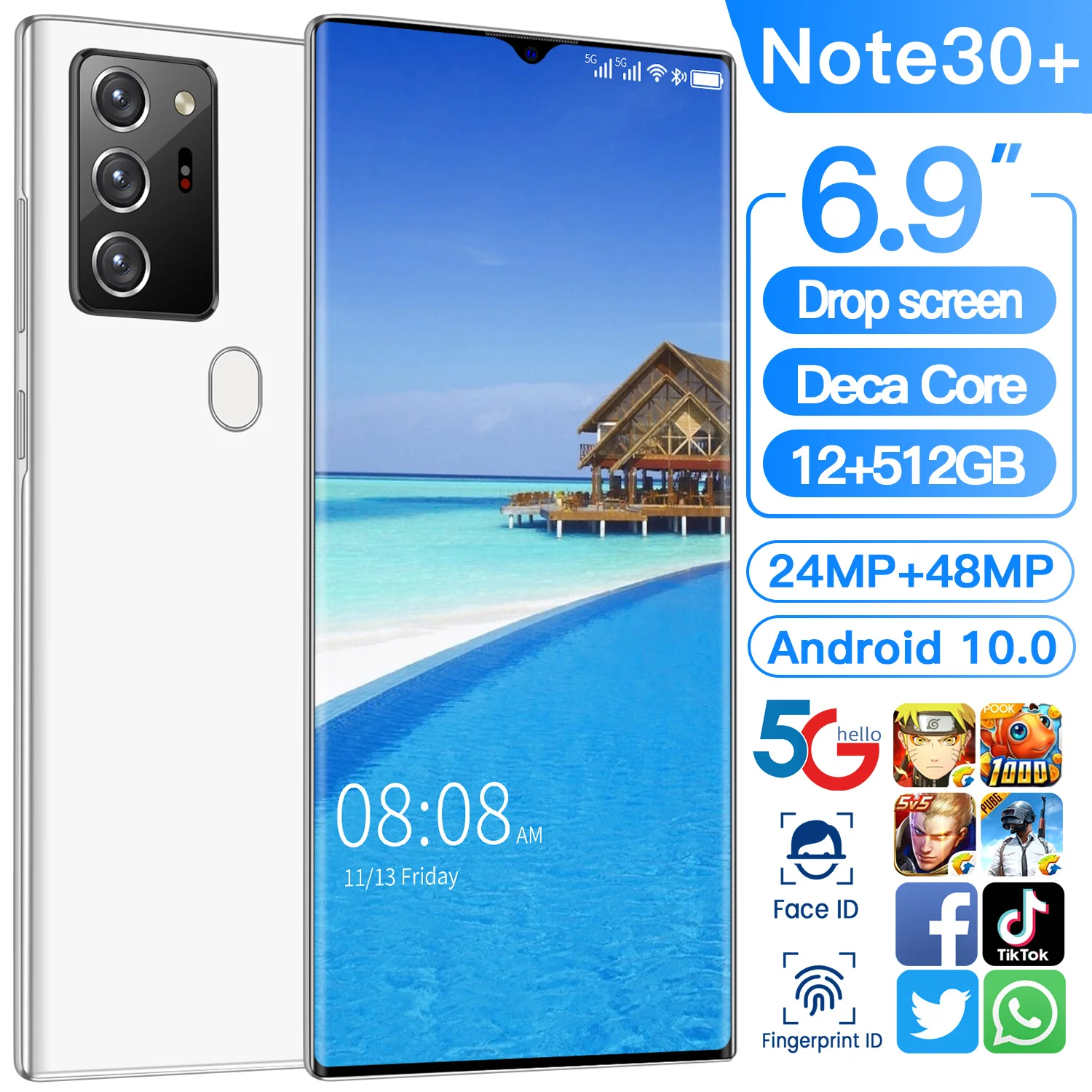 2021 SUMSANG Note30+ 5G Global Version Smartphone 48 MP Camera 6.9 Inch HD Screen MTK6889+ Deca Core 6000mAh 12G 512G Cellphone
2021 SUMSANG Note30+ 5G Global Version Smartphone 48 MP Camera 6.9 Inch HD Screen MTK6889+ Deca Core 6000mAh 12G 512G Cellphone