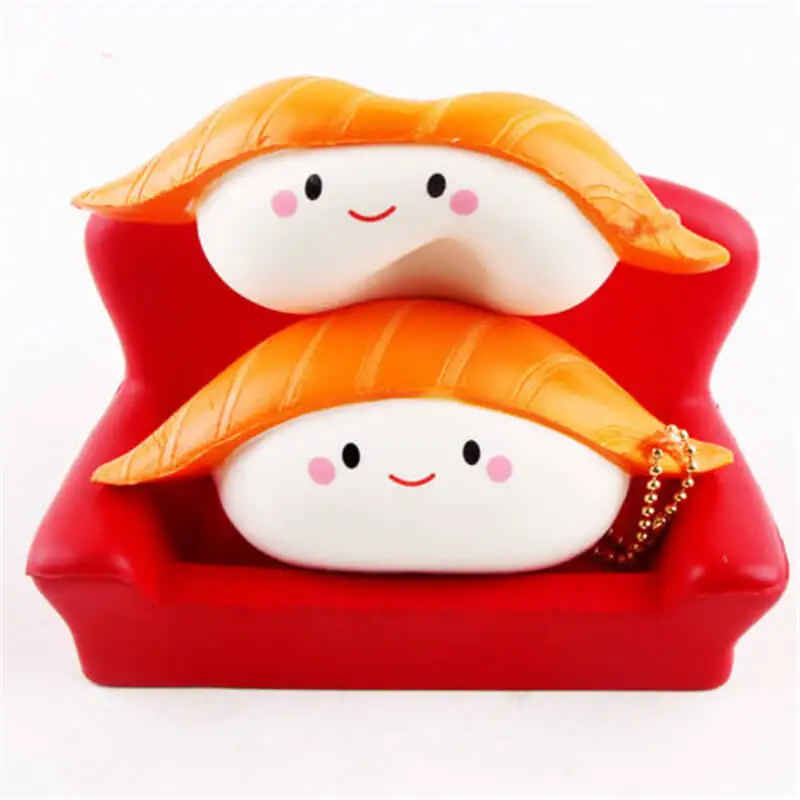 

1PC Cute Squishy Rice Ball Salmon Sushi Kid Toy Slow Rising Soft Stress Relief Keychain Pendant Decompression Phone Strap