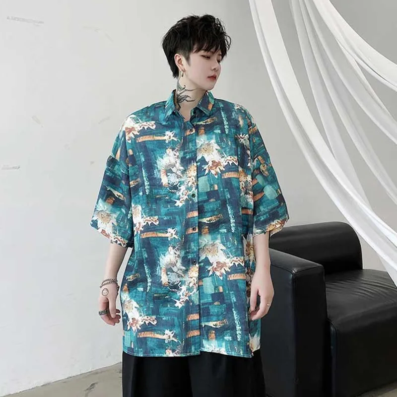 IEFB 2021 Summer Printting Color Half Sleeve Oversized Men's Shirt Loose Design Fashion Streetwear Lapel Single Breasted Tops
IEFB 2021 Summer Printting Color Half Sleeve Oversized Men's Shirt Loose Design Fashion Streetwear Lapel Single Breasted Tops
