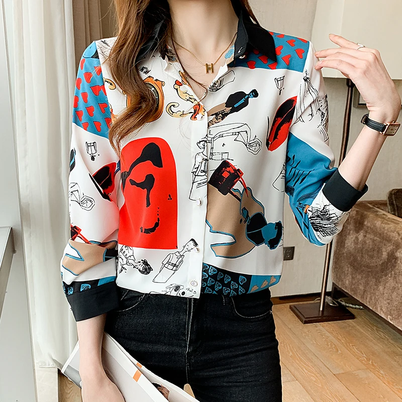 Fashion print ladies shirts Women's Blouses 2021 Spring Autumn Long Sleeve Shirts Tops Blusas Mujer
Fashion print ladies shirts Women's Blouses 2021 Spring Autumn Long Sleeve Shirts Tops Blusas Mujer