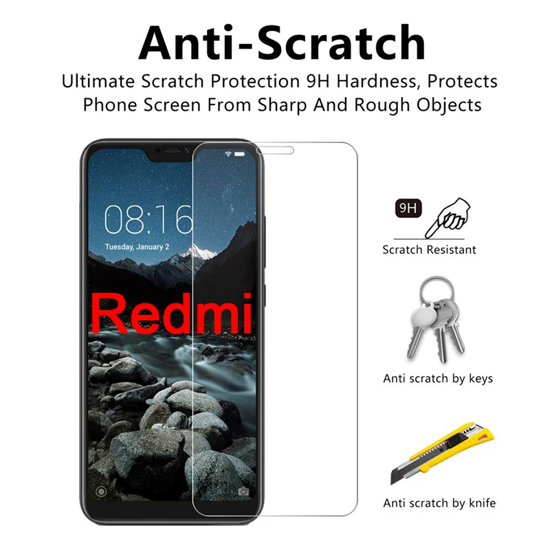 2PCS HD Tempered Glass For Xiaomi Redmi 5 Plus 6 Pro 7 Toughed Transparent Protective Front Film S2 K20 7A Note 7S | Мобильные