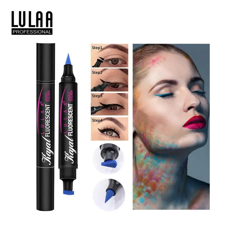 

9 Colors Long-lasting Double-headed Liquid Eyeliner Pen Waterproof Fast Dry Colorful Shapes Stamp Cosmetic Eyeliner TSLM1