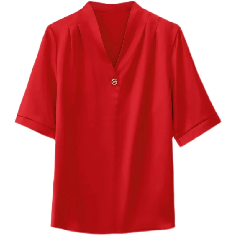 Summer Satin Womens Blouses Short Sleeve Silk Womens Tops and Blouses Loose Office Lady Pink Woman Tops
Summer Satin Womens Blouses Short Sleeve Silk Womens Tops and Blouses Loose Office Lady Pink Woman Tops