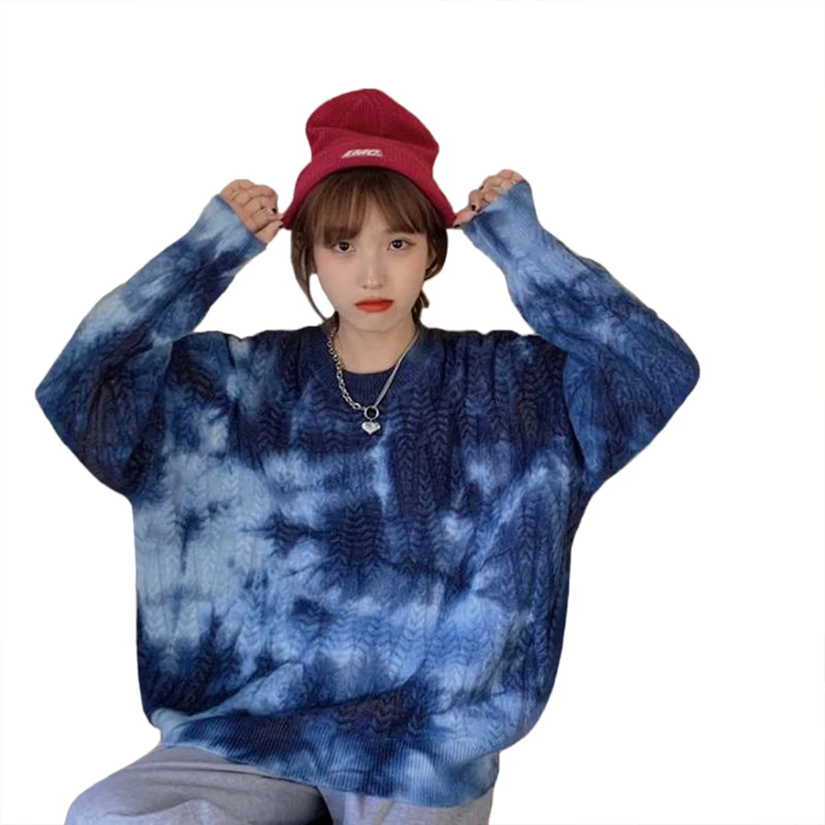Gothic Tie Dyed Sweater Autumn and Winter Women's Printing Couple Pullover Retro Loose Oversized O-Neck Knitted Jumper New ST036
Gothic Tie Dyed Sweater Autumn and Winter Women's Printing Couple Pullover Retro Loose Oversized O-Neck Knitted Jumper New ST036