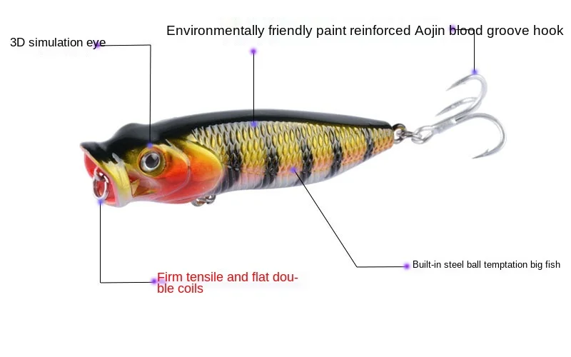 New Plastic Bionic Hard Bait Popper Bait 6.8Cm/6.57g Topwater Walker Water Artificial Lures Bass Pike Fishing Accessories Luya
New Plastic Bionic Hard Bait Popper Bait 6.8Cm/6.57g Topwater Walker Water Artificial Lures Bass Pike Fishing Accessories Luya