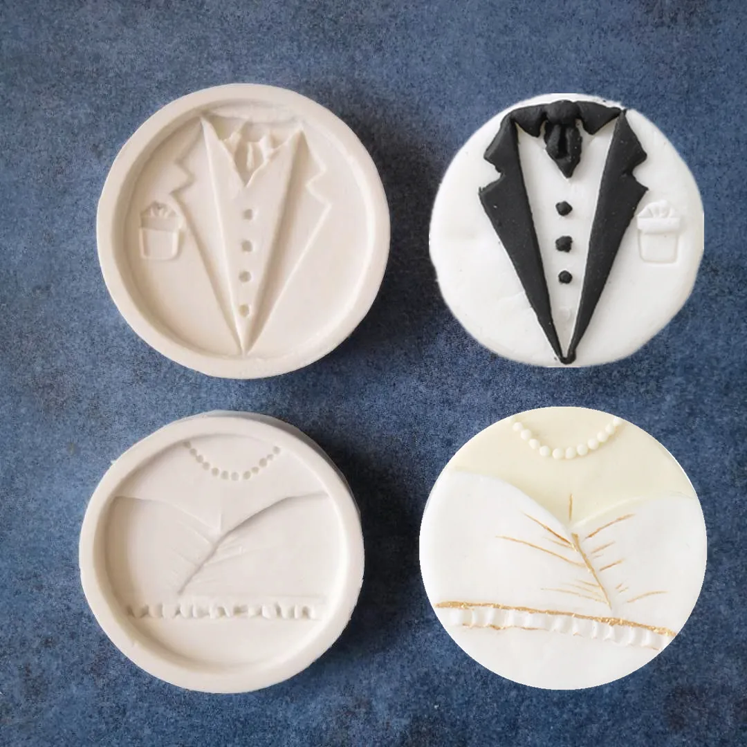 pair Wedding party men and women dress pattern chocolate mold fondant cake silicone mold home baking
pair Wedding party men and women dress pattern chocolate mold fondant cake silicone mold home baking