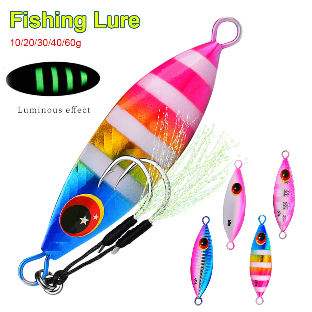 Metal Jig Fishing Lure with Eye Ball Hard Bait Weight 10-60g Shore Slow Cast Jigging Bass Luminous Fishing Bait Fishing
Metal Jig Fishing Lure with Eye Ball Hard Bait Weight 10-60g Shore Slow Cast Jigging Bass Luminous Fishing Bait Fishing