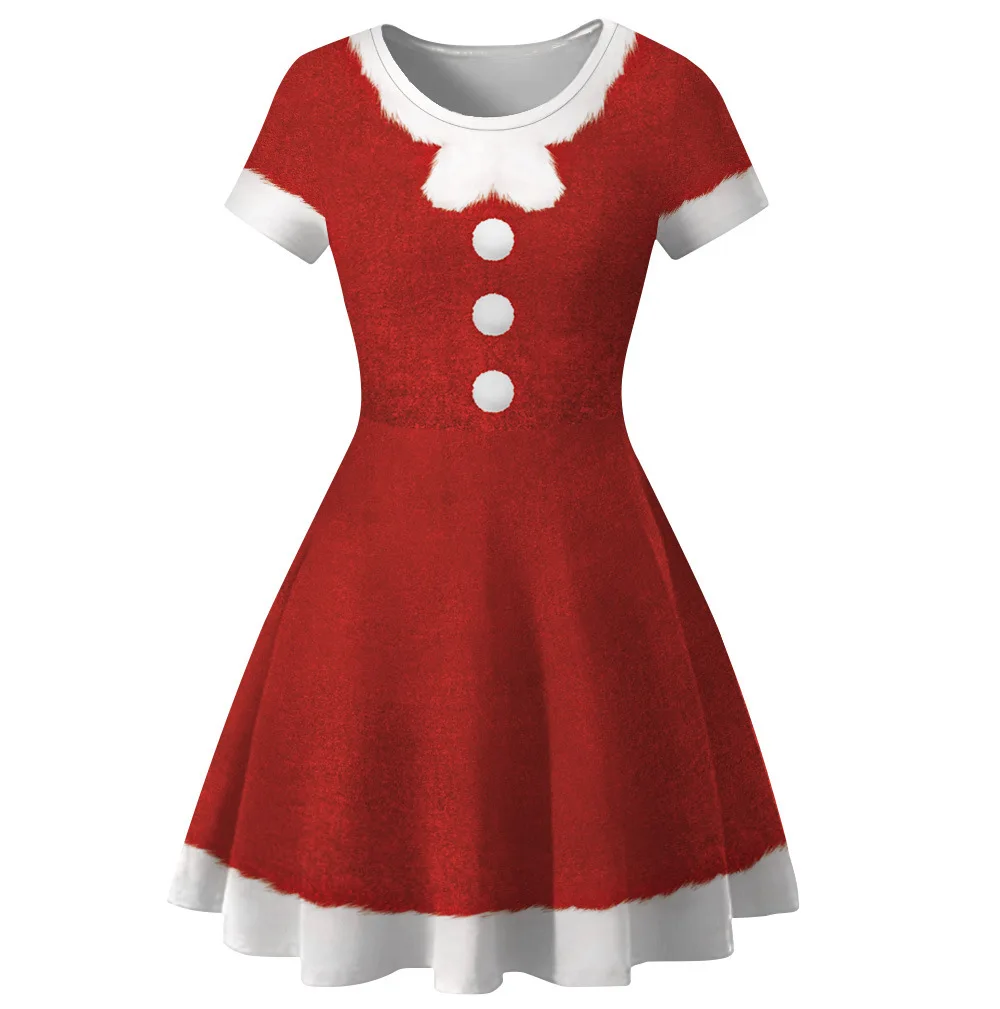 Autumn 2020 Casual Christmas Green Dulley Digital Print Women Dress O-neck Short Sleeve Dress Knee-Length Ladies A-line Dresses 
Autumn 2020 Casual Christmas Green Dulley Digital Print Women Dress O-neck Short Sleeve Dress Knee-Length Ladies A-line Dresses