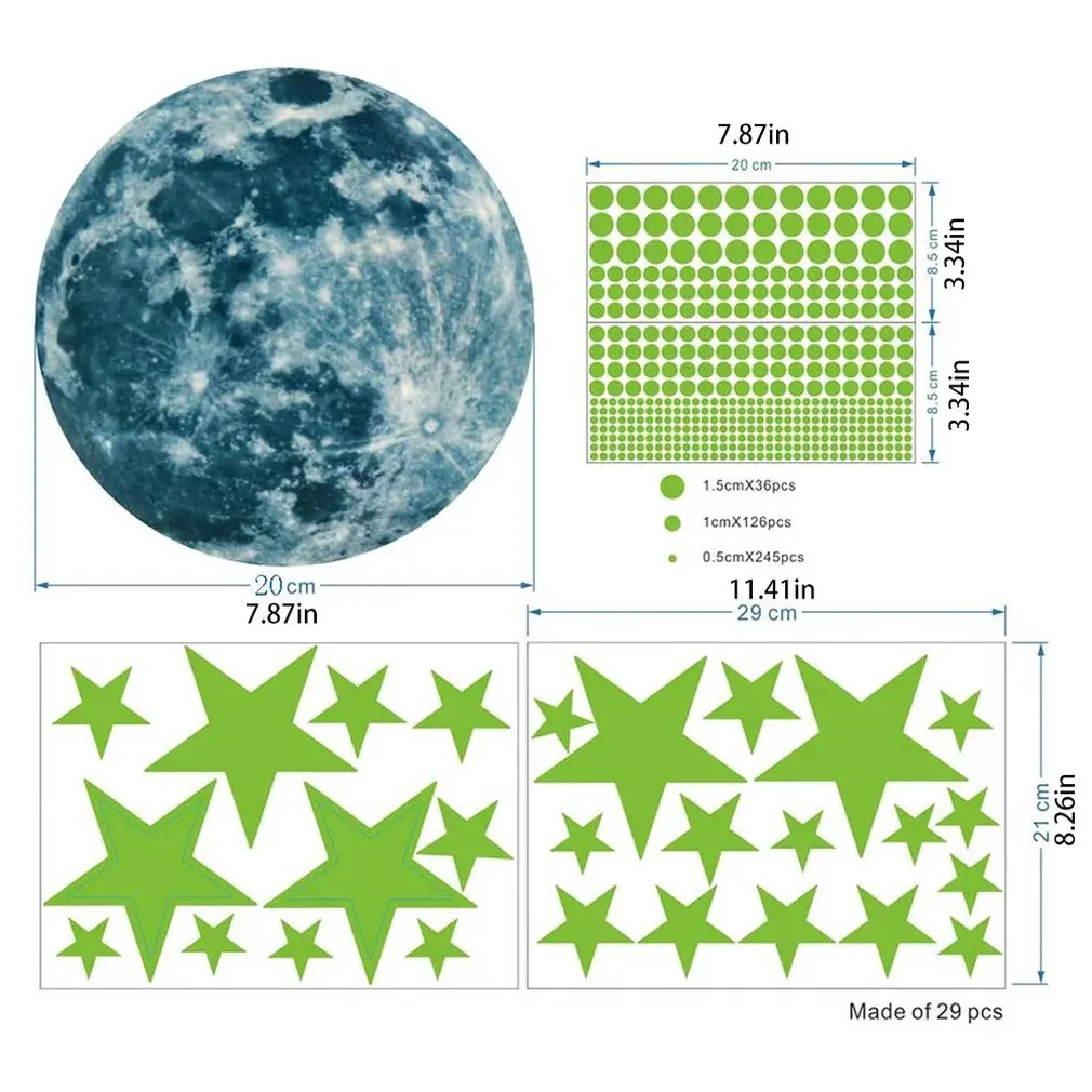 20cm Moon 435pcs Stars Dots 3D Luminous Wall Sticker Room Ceiling Stairs Decoration Fluorescent Mural Art Halloween Accessories
20cm Moon 435pcs Stars Dots 3D Luminous Wall Sticker Room Ceiling Stairs Decoration Fluorescent Mural Art Halloween Accessories