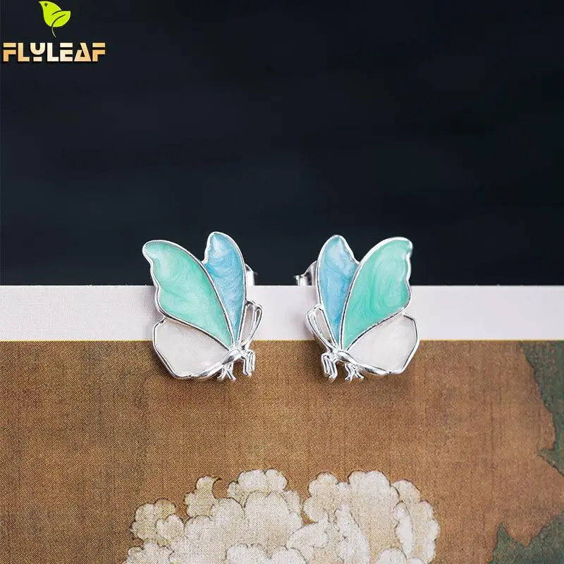 925 Sterling Silver Enamel Butterfly Stud Earrings For Women Chinese National Style Lady Handmade Jewelry Flyleaf
925 Sterling Silver Enamel Butterfly Stud Earrings For Women Chinese National Style Lady Handmade Jewelry Flyleaf