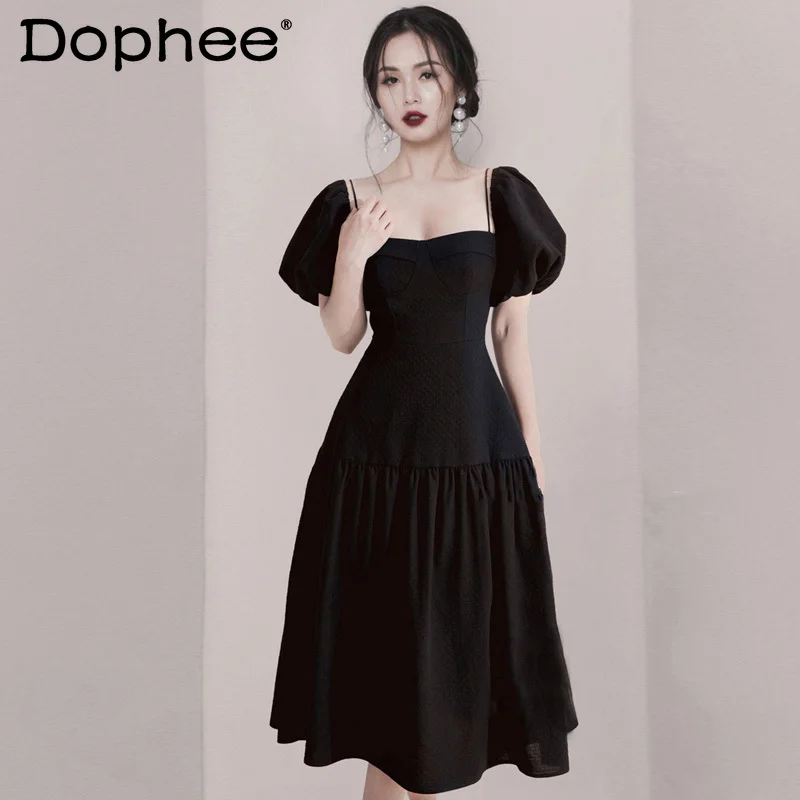 Женское винтажное платье макси с квадратным вырезом, черное элегантное офисное платье с высокой талией и коротким рукавом-фонариком, лето ...
Женское винтажное платье макси с квадратным вырезом, черное элегантное офисное платье с высокой талией и коротким рукавом-фонариком, лето ...