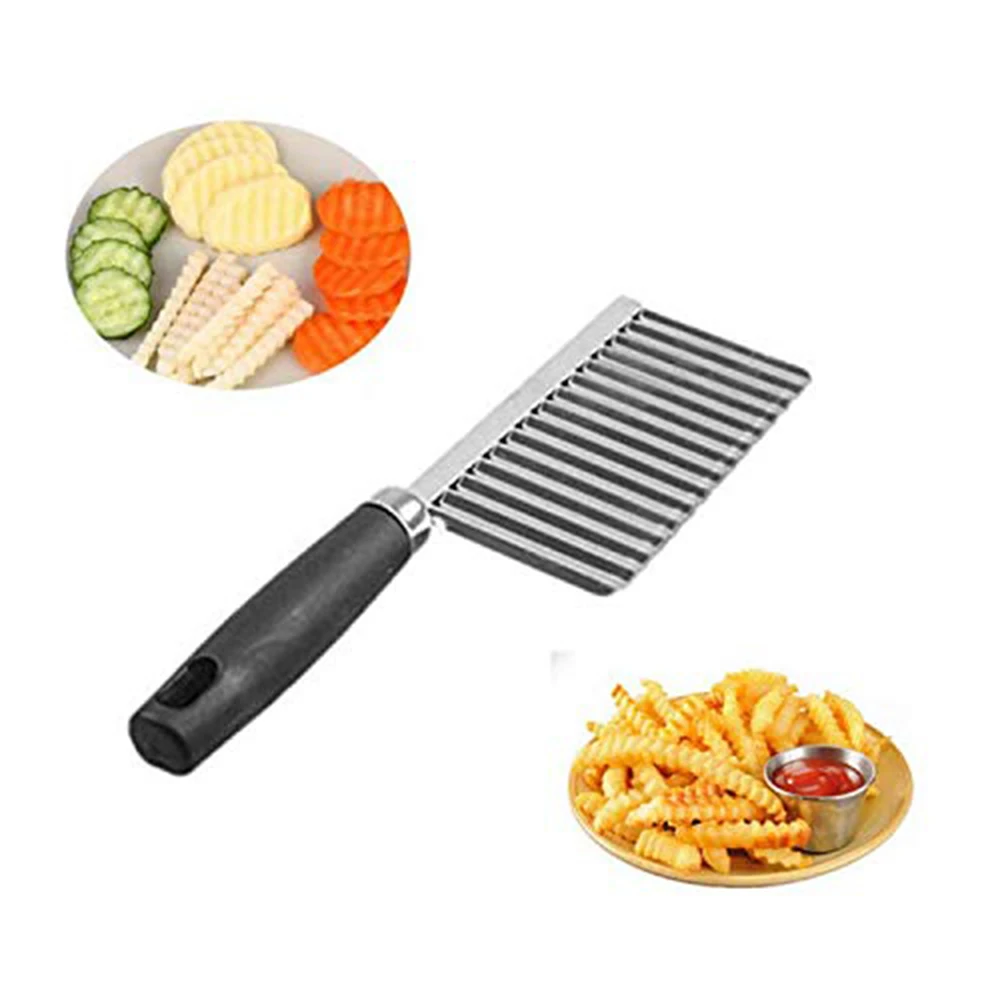 Potato French Fry Cutter Stainless Steel Wave Edged Knife Chopper Serrated Blade Vegetable Fruit Slicer Kitchen Accessories
Potato French Fry Cutter Stainless Steel Wave Edged Knife Chopper Serrated Blade Vegetable Fruit Slicer Kitchen Accessories