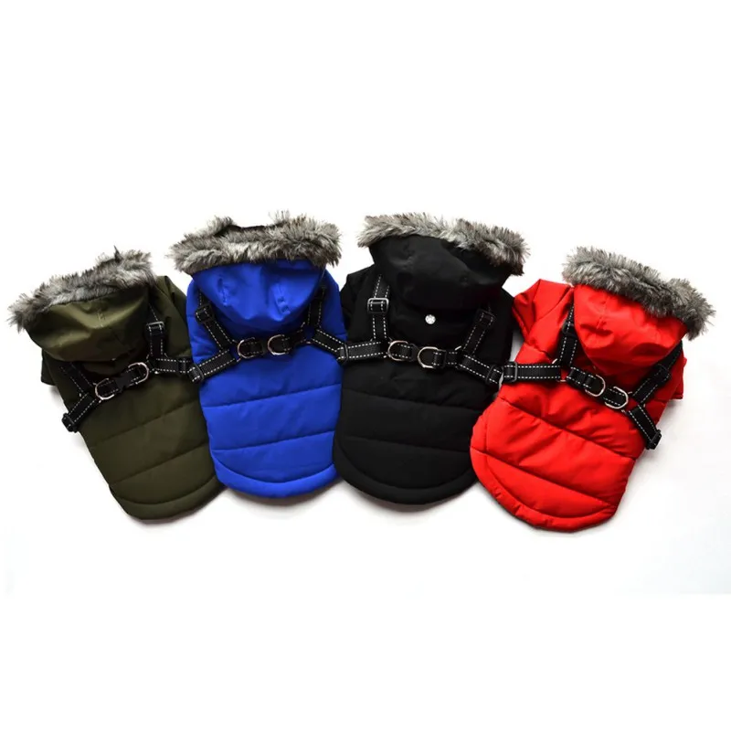 Pet Dog Solid Color Jacket Autumn and Winter Hooded Reflective Silk Strap Design Pet Cotton Coat
Pet Dog Solid Color Jacket Autumn and Winter Hooded Reflective Silk Strap Design Pet Cotton Coat