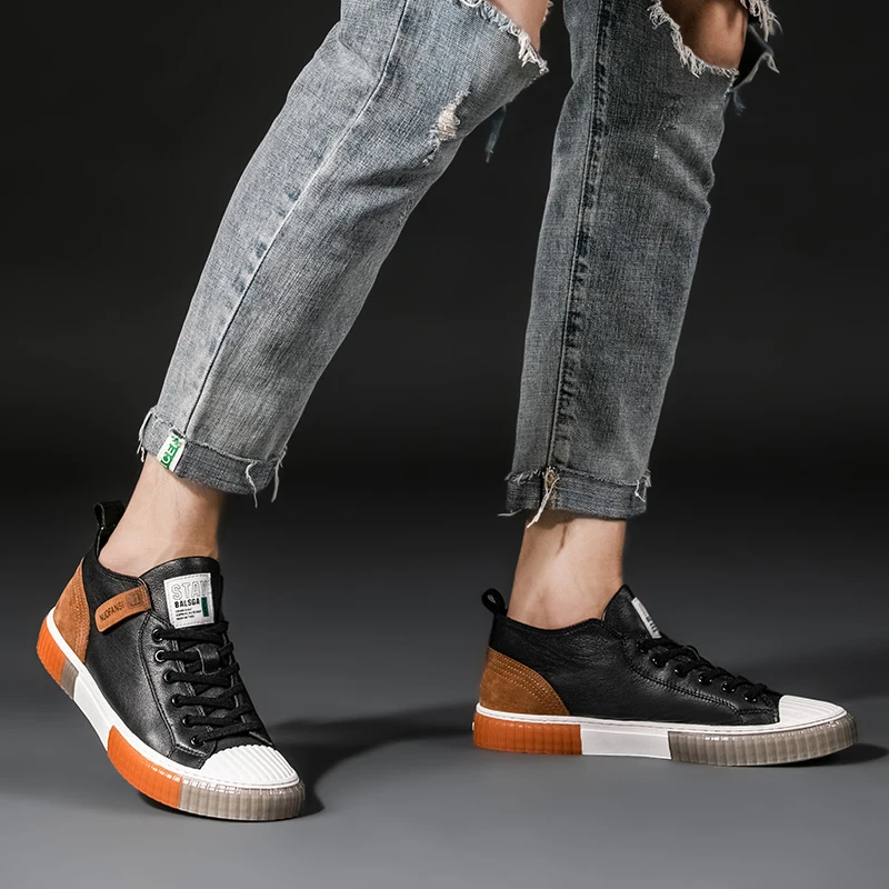 Spring/Autumn Leather Sneakers For Men Black High Top Youth Casual Shoes Top Quality Walking Shoes Genuine Leather Flats Shoes
Spring/Autumn Leather Sneakers For Men Black High Top Youth Casual Shoes Top Quality Walking Shoes Genuine Leather Flats Shoes