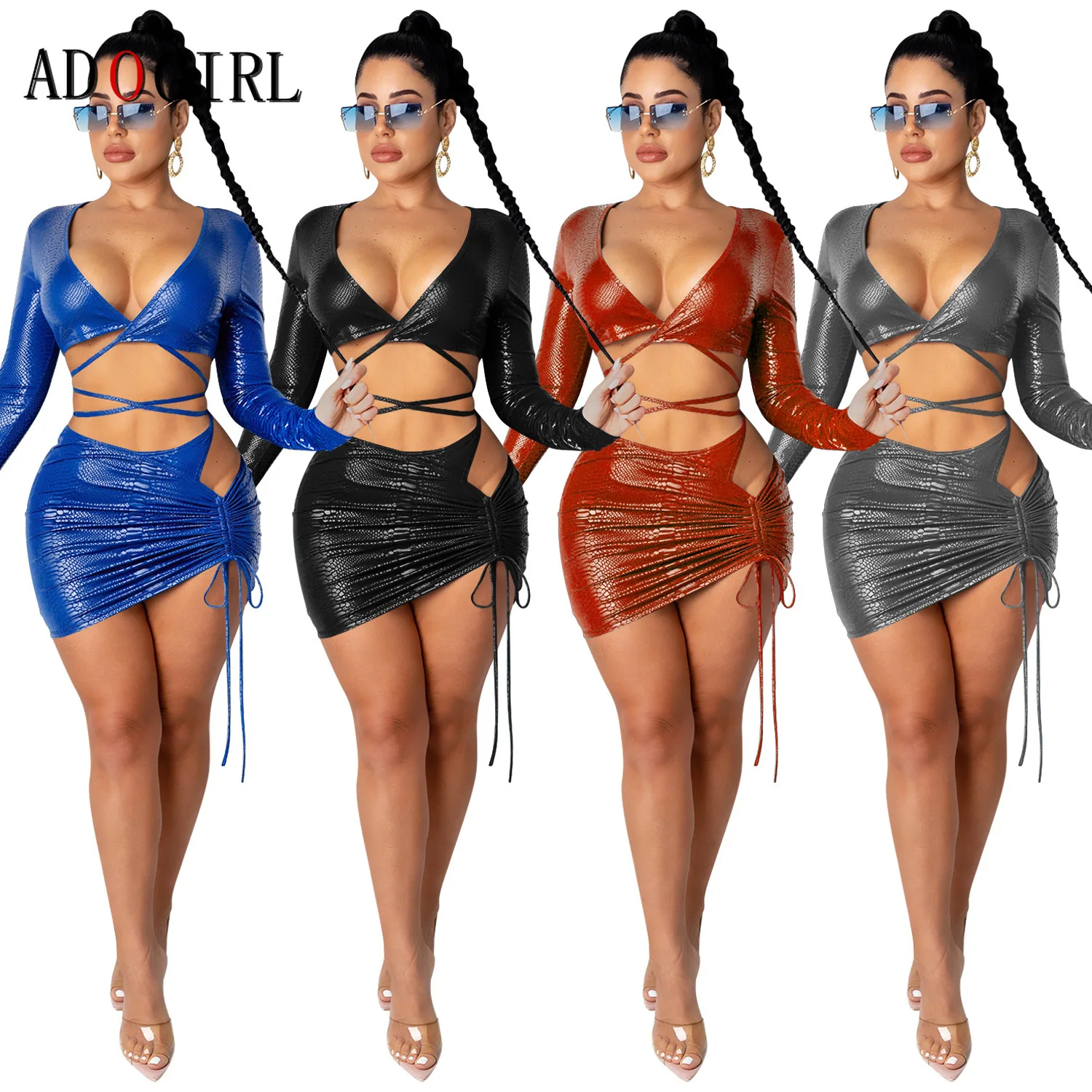 Adogirl Two Piece Set Women Sexy Long Sleeve V Neck Crop Top And Mini Skirt 2 Piece Outfits Sexy Night Club Sets Plus Size
Adogirl Two Piece Set Women Sexy Long Sleeve V Neck Crop Top And Mini Skirt 2 Piece Outfits Sexy Night Club Sets Plus Size
