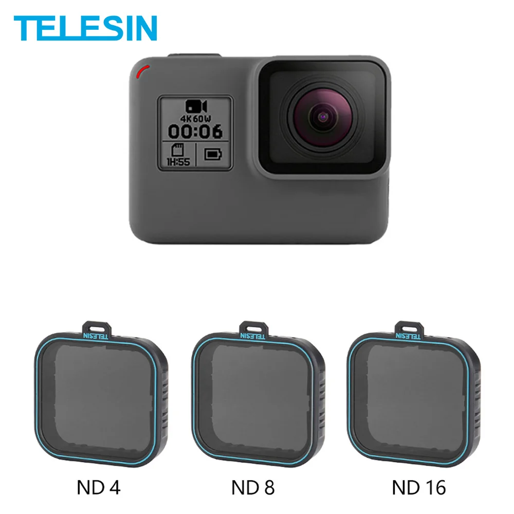 TELESIN 3 Pack ND Lens Protector Kit Set (ND4 8 16 ) Neutral Density Filter for Gopro Hero 5 Hero 6 7 Black Accessoreis
TELESIN 3 Pack ND Lens Protector Kit Set (ND4 8 16 ) Neutral Density Filter for Gopro Hero 5 Hero 6 7 Black Accessoreis