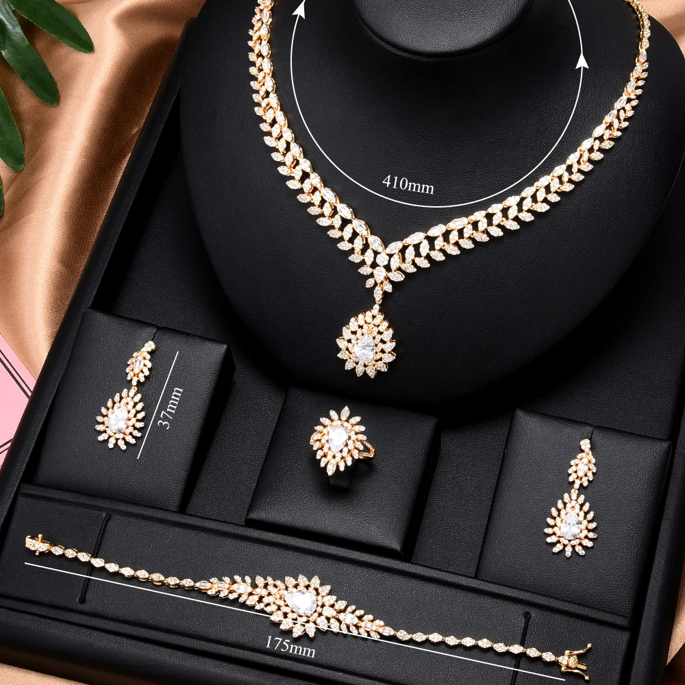 Luxury Women Noble Bangle Earrings Necklace Ring 4PCS Jewelry Set Charm of Women Brides Wedding Jewellery High Quality Gorgeous
Luxury Women Noble Bangle Earrings Necklace Ring 4PCS Jewelry Set Charm of Women Brides Wedding Jewellery High Quality Gorgeous
