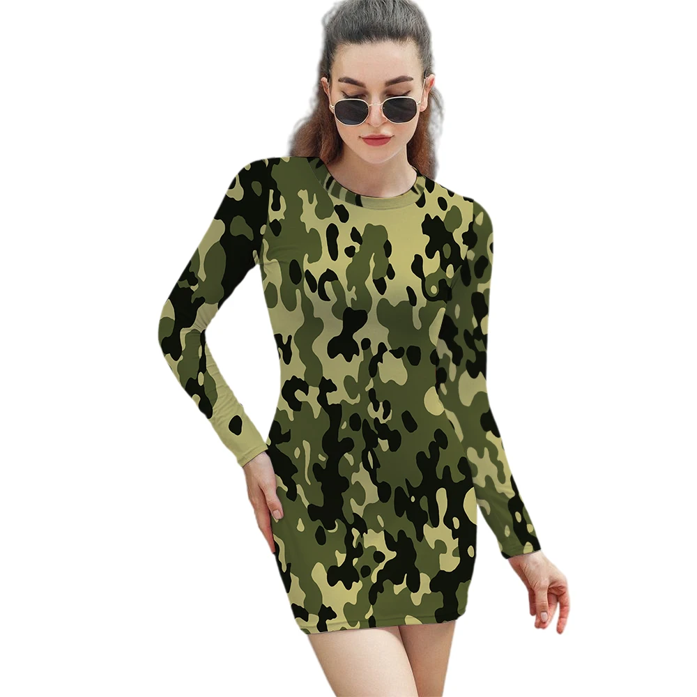 Women Dress Long Sleeve Camouflage Mini Dresses Slim Skinny Pencil Dress Sexy Bodycon Dress Package Hip Long Sleeve Dresses
Women Dress Long Sleeve Camouflage Mini Dresses Slim Skinny Pencil Dress Sexy Bodycon Dress Package Hip Long Sleeve Dresses