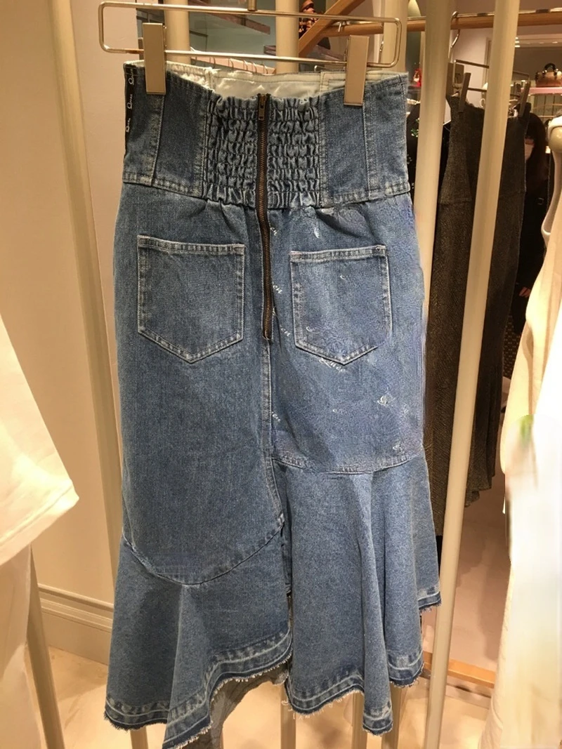 Fashion High Waist Woman Trumpet Denim Skirt 2021 New Bandage Mermaid Feminino Jupe Spring Chic Irregular Falda Mujer
Fashion High Waist Woman Trumpet Denim Skirt 2021 New Bandage Mermaid Feminino Jupe Spring Chic Irregular Falda Mujer