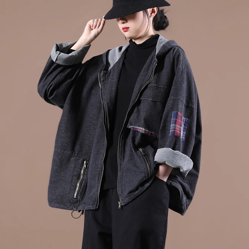 Female new spring korean style plus size outerwear literary plaid zipper pocket distressed hooded short jacket
Female new spring korean style plus size outerwear literary plaid zipper pocket distressed hooded short jacket