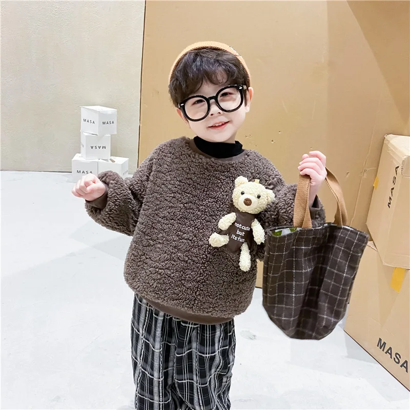 Boy Girl Sweatshirts Cotton Fleece 2021 Brown Plus Velvet Thicken Winter Autumn Warm Tops Long Sleeve Kid Baby Children's Clothi
Boy Girl Sweatshirts Cotton Fleece 2021 Brown Plus Velvet Thicken Winter Autumn Warm Tops Long Sleeve Kid Baby Children's Clothi