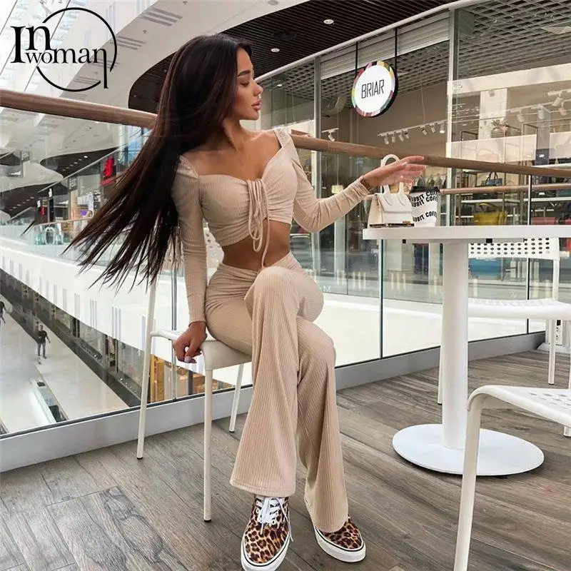 Inwoman Sexy Drawstring Two 2 Piece Set Women Outfits Ladeis Matching Autumn Long Sleeve Sets Bodycon Crop Top Pants Sets 2021
Inwoman Sexy Drawstring Two 2 Piece Set Women Outfits Ladeis Matching Autumn Long Sleeve Sets Bodycon Crop Top Pants Sets 2021