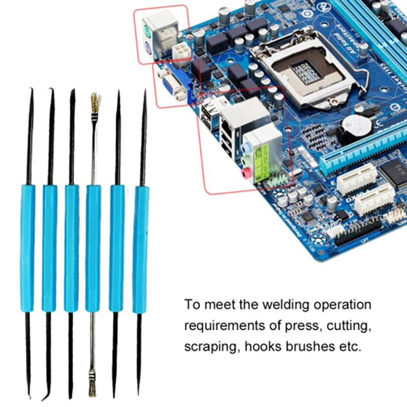 Soldering Solder Iron Hot Air Gun Welding Assist Disassemble Tool For BGA Electronic Components Repair 6pcs/set
Soldering Solder Iron Hot Air Gun Welding Assist Disassemble Tool For BGA Electronic Components Repair 6pcs/set