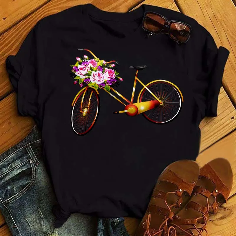 Maycaur Women T Shirt Fashion Floral Bicycle Print T-shirt Casual Clothing New Clothes Short Sleeve Female Tee Graphic Tshirt
Maycaur Women T Shirt Fashion Floral Bicycle Print T-shirt Casual Clothing New Clothes Short Sleeve Female Tee Graphic Tshirt