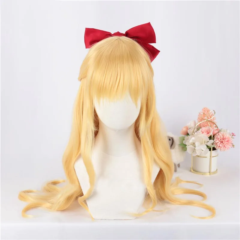Anime Sailor Moon Minako Aino Sailor V Sailor Venus Venus Cosplay Hairwear Synthetic wig+Big Red Bow+Wig Cap
Anime Sailor Moon Minako Aino Sailor V Sailor Venus Venus Cosplay Hairwear Synthetic wig+Big Red Bow+Wig Cap