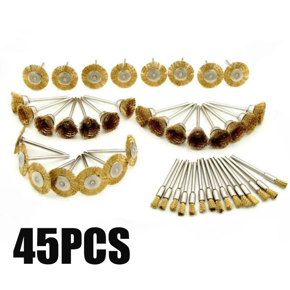 45pcs Brass Wire Brushes Kit Wheel Cup Stroke Style Paint Remover Soft Metal Debarring Decontamination Rotary Tools
45pcs Brass Wire Brushes Kit Wheel Cup Stroke Style Paint Remover Soft Metal Debarring Decontamination Rotary Tools