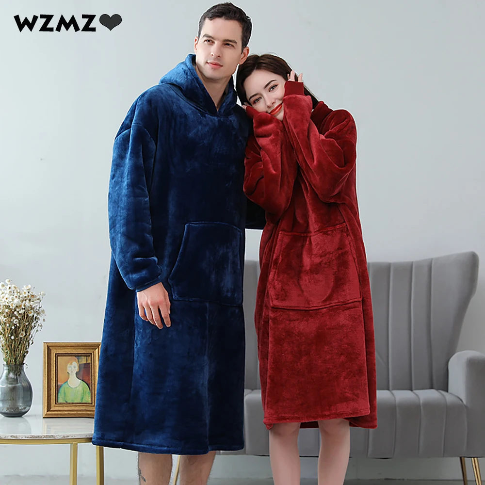 Winter Flannel Hooded Robes For Women Night Dresses Fashion Front Big Pocket Kimono Nightgowns Lazy Sleepwear TV Hoodie Blanket
Winter Flannel Hooded Robes For Women Night Dresses Fashion Front Big Pocket Kimono Nightgowns Lazy Sleepwear TV Hoodie Blanket