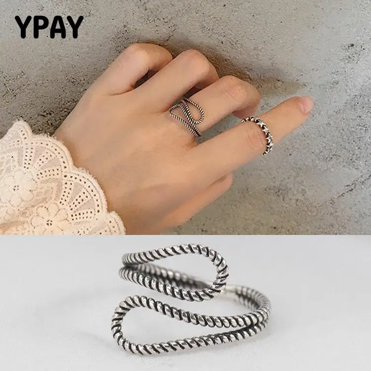 Винтажное серебряное кольцо YPAY из тайского серебра для женщин, реальное женское серебряное кольцо с витой веревкой, регулируемые кольца, изысканные ювелирные изделия в подарок YMR104
Винтажное серебряное кольцо YPAY из тайского серебра для женщин, реальное женское серебряное кольцо с витой веревкой, регулируемые кольца, изысканные ювелирные изделия в подарок YMR104