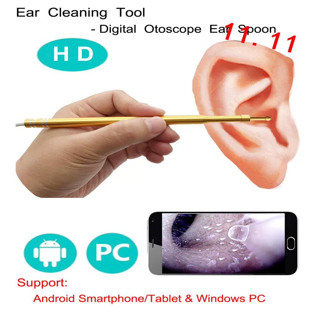 Новый 3 в 1 ушной Совок эндоскоп Видимый otoscope Otorhinolaryngoscope USB инструмент для очистки