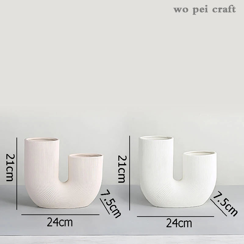 

U-shaped Ceramic Vases Tabletop Flower Arrangement Creativity Ornaments Crafts Porcelain Vase Home Decoration Accessories Modern