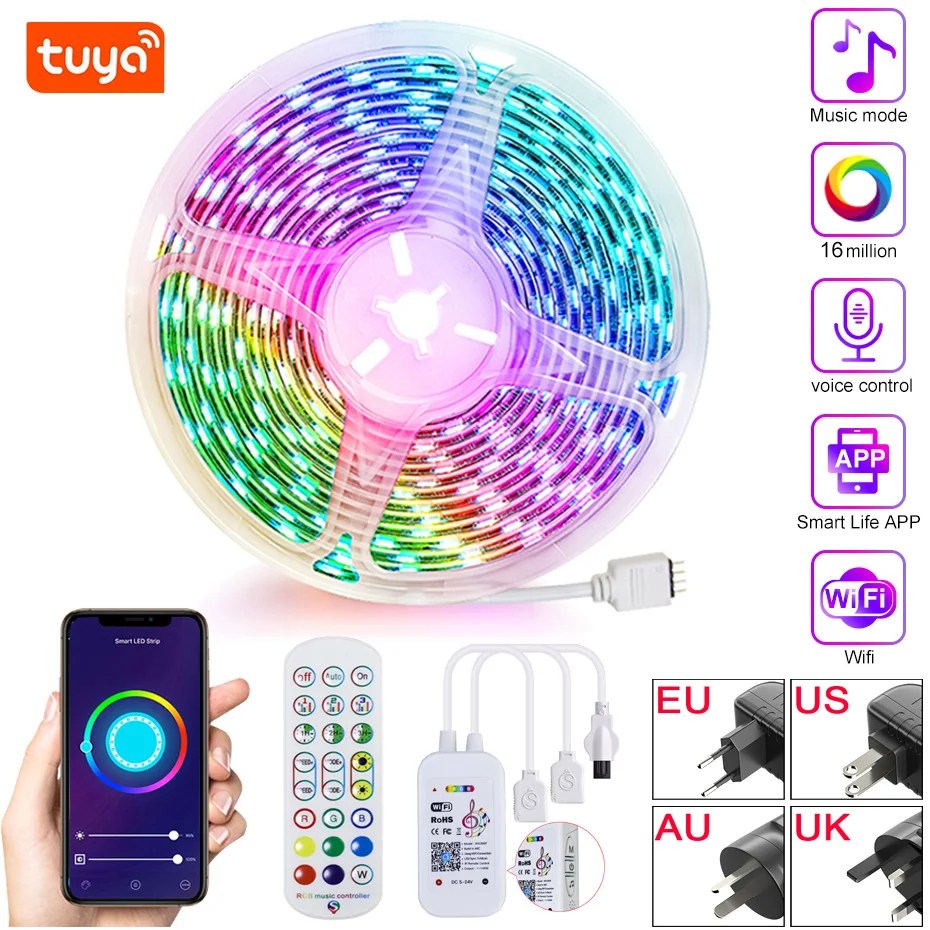 Светодиодная ленсветильник с инфракрасным/Bluetooth/Wi-Fi управлением, 5-30 м, 12 В, 5050 RGB
Светодиодная ленсветильник с инфракрасным/Bluetooth/Wi-Fi управлением, 5-30 м, 12 В, 5050 RGB