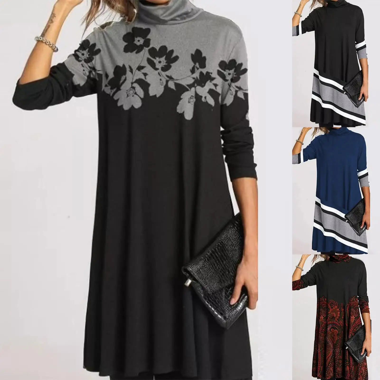 Женская обувь в винтажном стиле; С высоким, плотно облегающим шею воротником Цветочный принт платье 2020; Осеннее элегантное платье с мини-юбк... 
Женская обувь в винтажном стиле; С высоким, плотно облегающим шею воротником Цветочный принт платье 2020; Осеннее элегантное платье с мини-юбк...