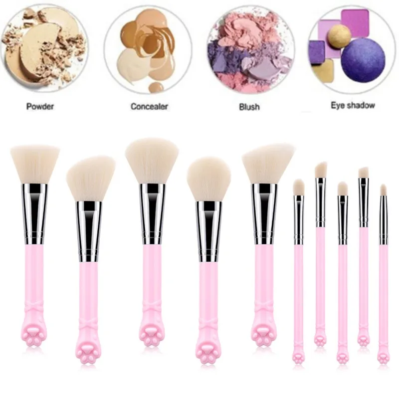 10Pcs Super Cute Cat Paw Design Makeup Brush Kit Foundation Loose Powder Brush Eyeshadow Brush Lip Brush Lip Brush Set
10Pcs Super Cute Cat Paw Design Makeup Brush Kit Foundation Loose Powder Brush Eyeshadow Brush Lip Brush Lip Brush Set