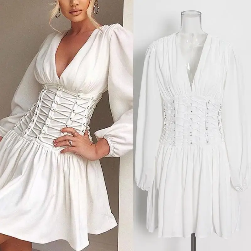 Клубное короткое платье с V-образным вырезом, длинными рукавами и оборками на талии, соблазнительное простое праздничное и вечернее платье ... 
Клубное короткое платье с V-образным вырезом, длинными рукавами и оборками на талии, соблазнительное простое праздничное и вечернее платье ...