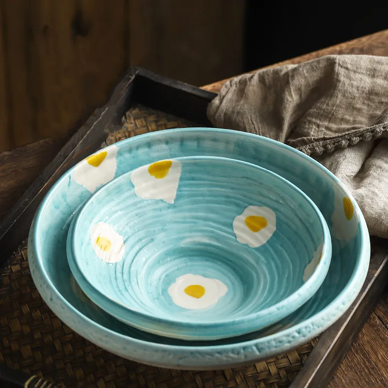 

Керамическая миска, столовая посуда в японском стиле, миска для риса с синими цветами, бытовая миска для рамен, Салатница для фруктов, товары для кухни и ресторана