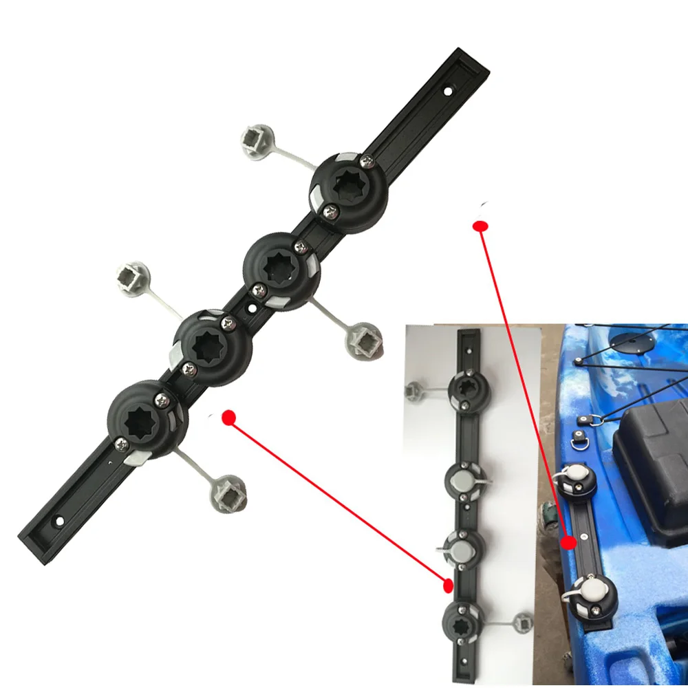 Kayak Aluminum Slide Track Rails Bracket with four Fishing Rod Holder Mounting Base DIY kayak systems
Kayak Aluminum Slide Track Rails Bracket with four Fishing Rod Holder Mounting Base DIY kayak systems