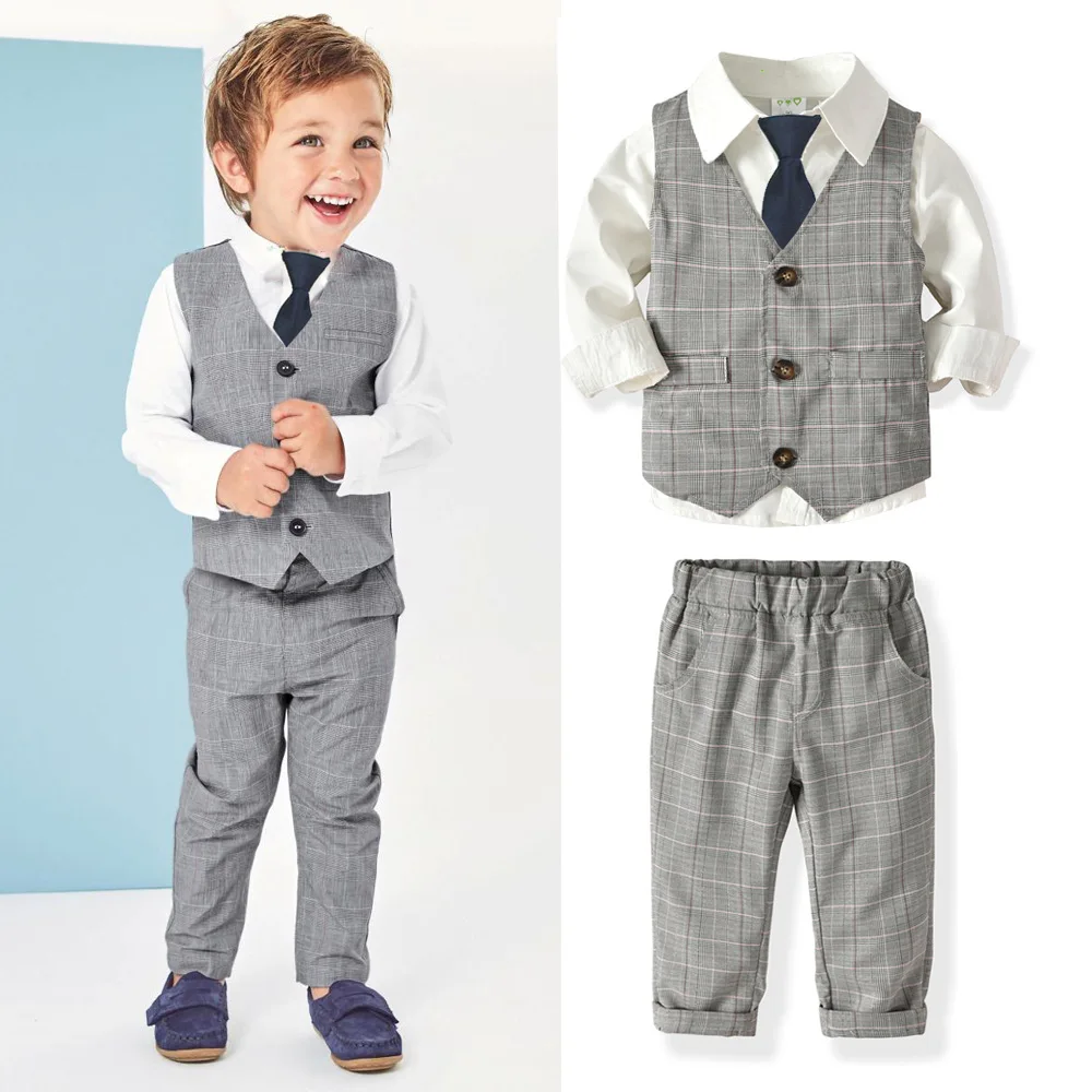 New Style Boy's Suit Fashion Kids Clothes Boy for Wedding Long Sleeve T -shirt+ Vest+pants+ Tie Baby School Clothing Sets
New Style Boy's Suit Fashion Kids Clothes Boy for Wedding Long Sleeve T -shirt+ Vest+pants+ Tie Baby School Clothing Sets